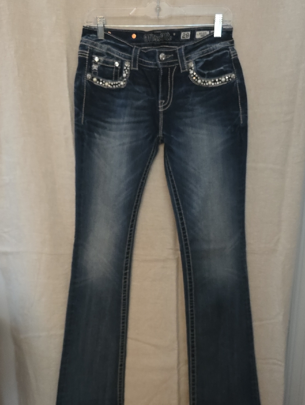 Miss Me Dark Blue Embellished Flare Jeans